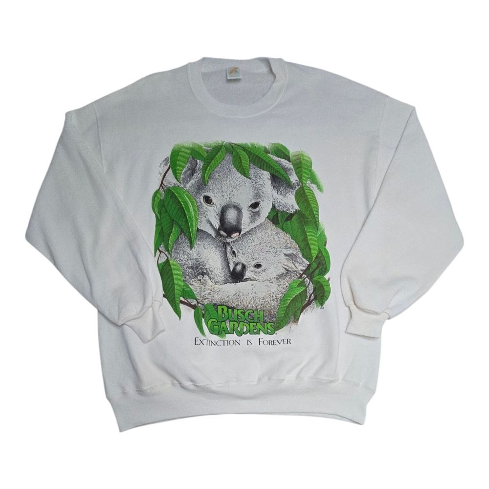 Vintage 90s Busch Gardens Extinction Is Forever Koala Animal Print Sweatshirt 2x